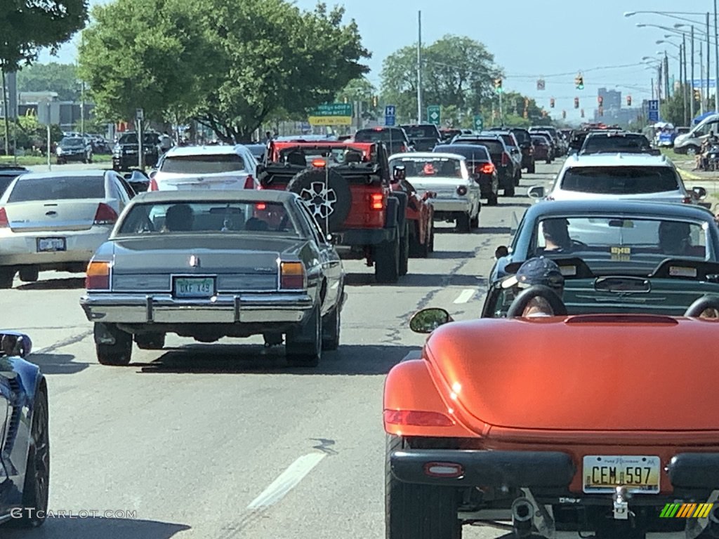 On the street, Woodward Ave.