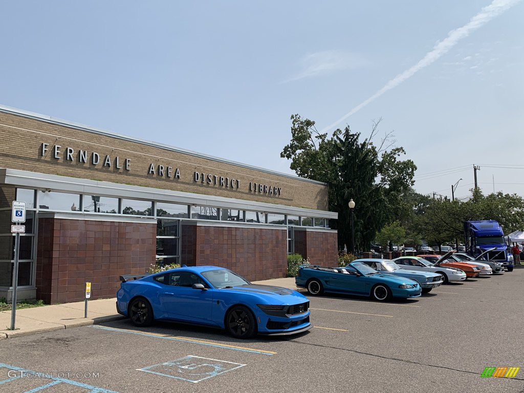 Mustangs at the Ferndale library, Woodward Dream Cruise 2023