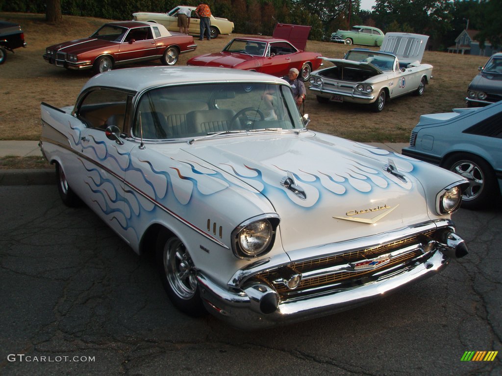 1957 Chevrolet Bel Air with blue flames
