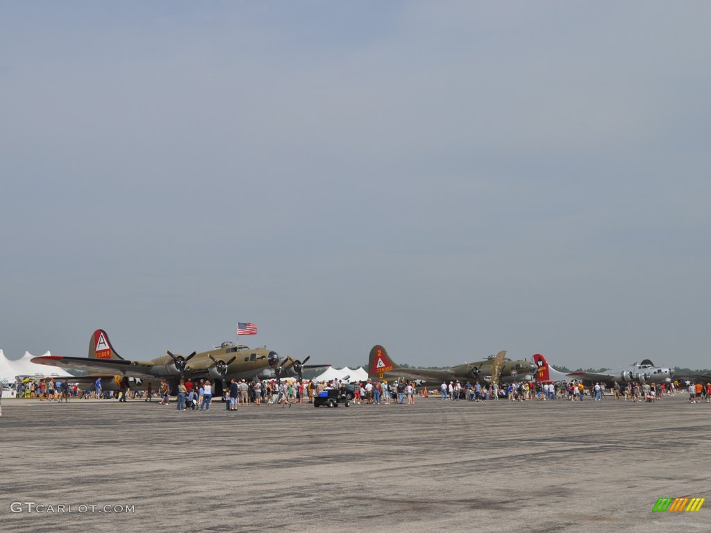3 B-17 Flying Fortress's, from left "Nine o Nine" "Thunder Bird" and "Aluminum Overcast"