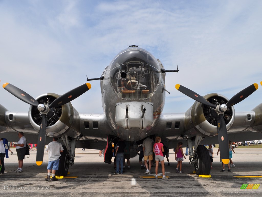 The front of B-17 Flying Fortress “ Aluminum Overcast ”