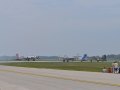 B-17's on the taxiway, from left “ Aluminum Overcast”  “ Sentimental Journey ” and “ Memphis Belle ”