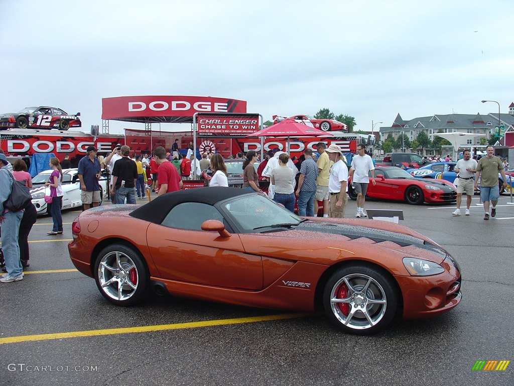 The 2010 Dodge Viper in Toxic Orange Pearl, at the Dodge, Chrysler, Mopar, Fiat Display area