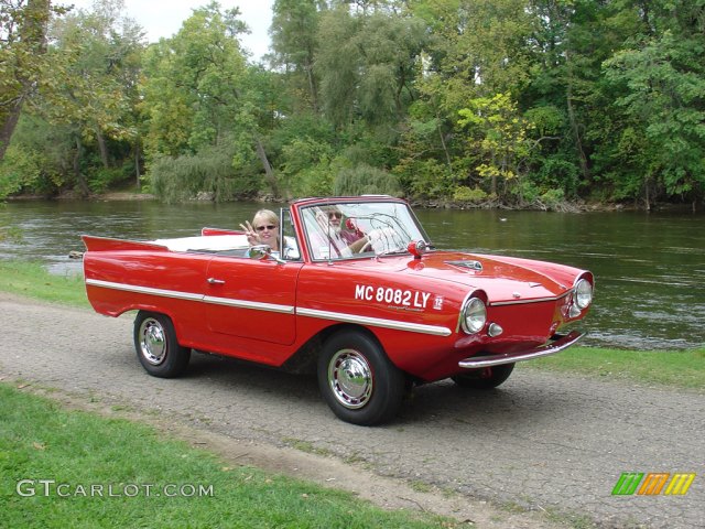 Quandt Group Amphicar. Half car, half boat. Notice the Water Craft registration on the fender and the bow red/green navigation lights.