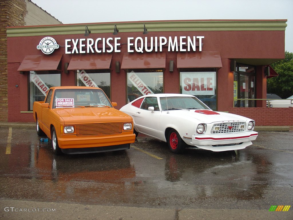 A Chevy S10 and a Ford Mustang II