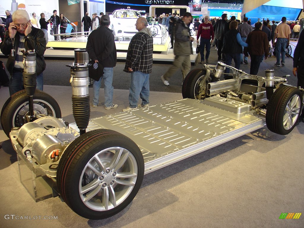 Tesla Model S, lithiumion battery chassis with suspension, powertrain